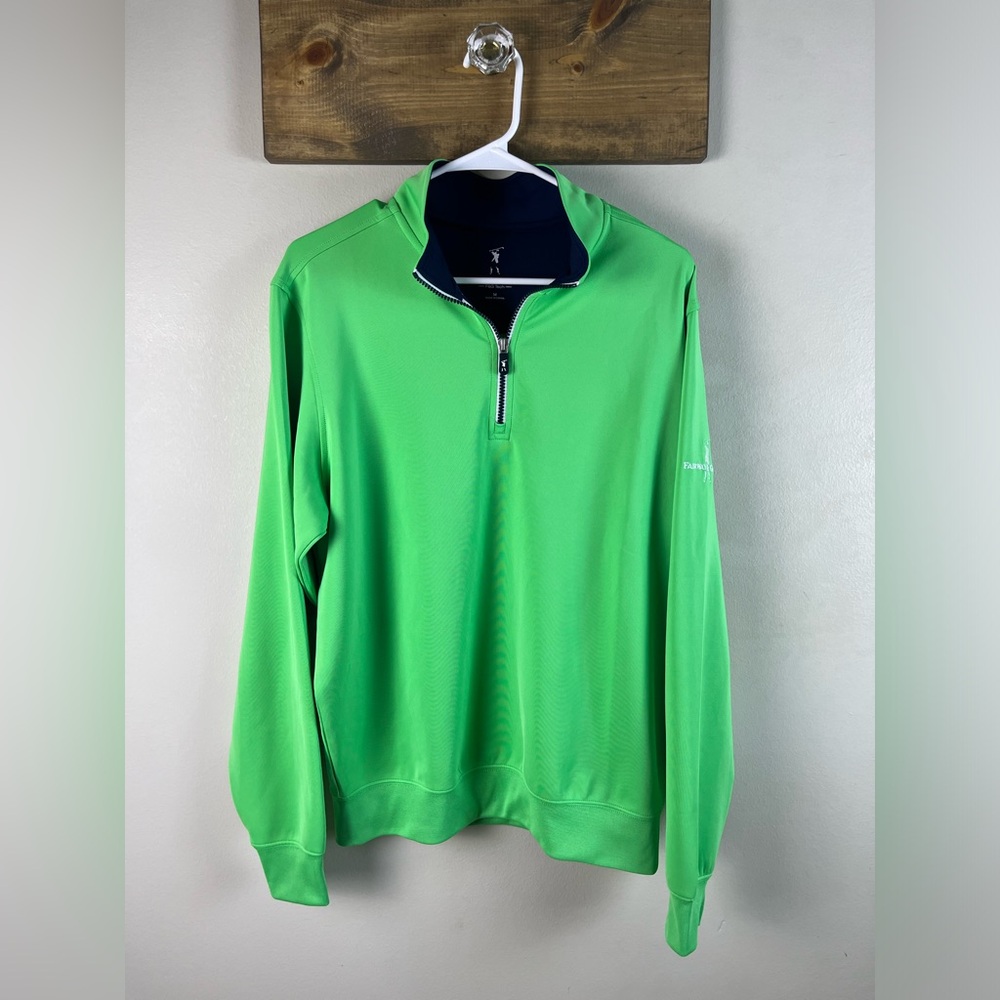Fairway and Greene Men’s Coughlin Quarter Zip Pull Over Jacket Medium Turf Green